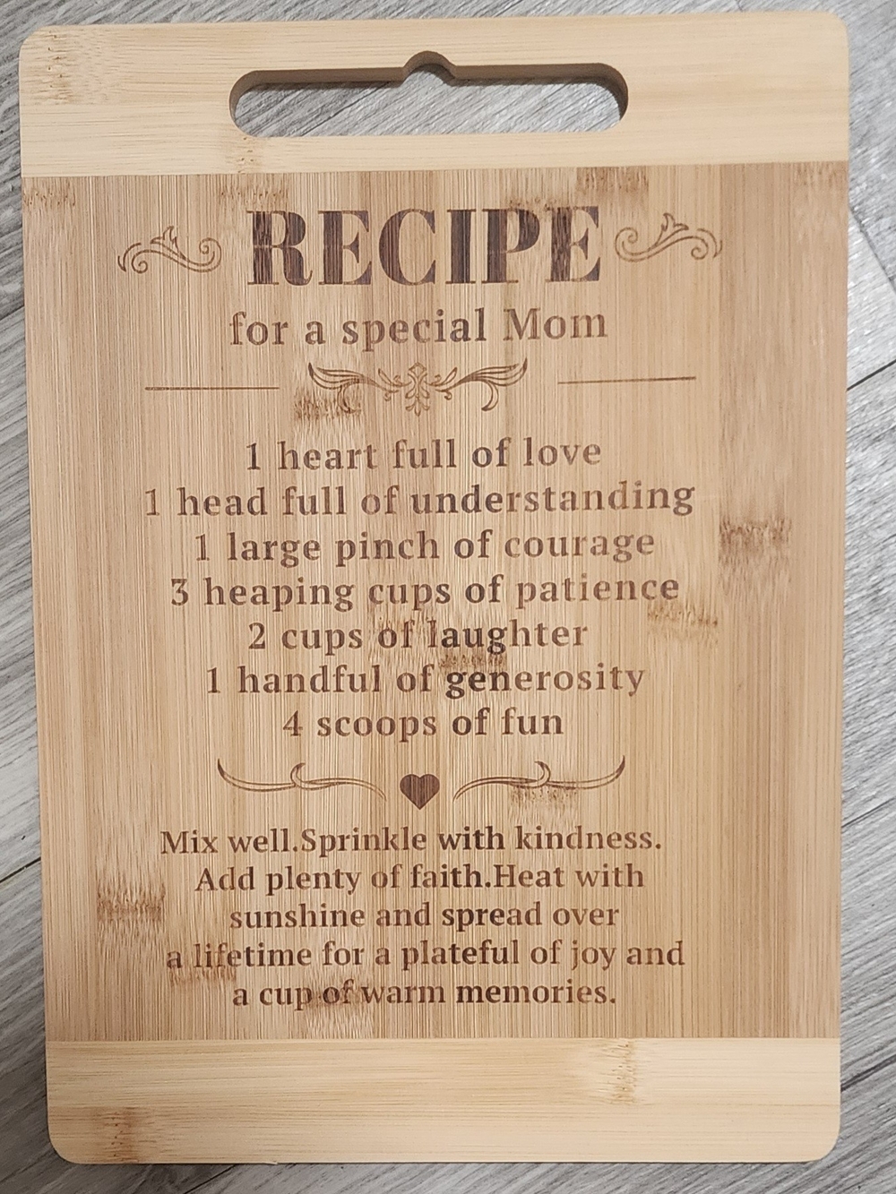 Recipe for a Special Mom Bamboo Cutting Board - Natural
